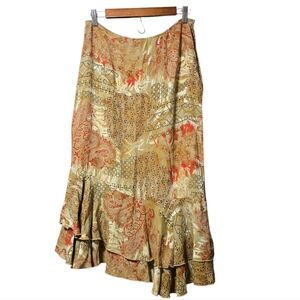 Vintage 90s Paisley 2 Tiered Multi Print Skirt